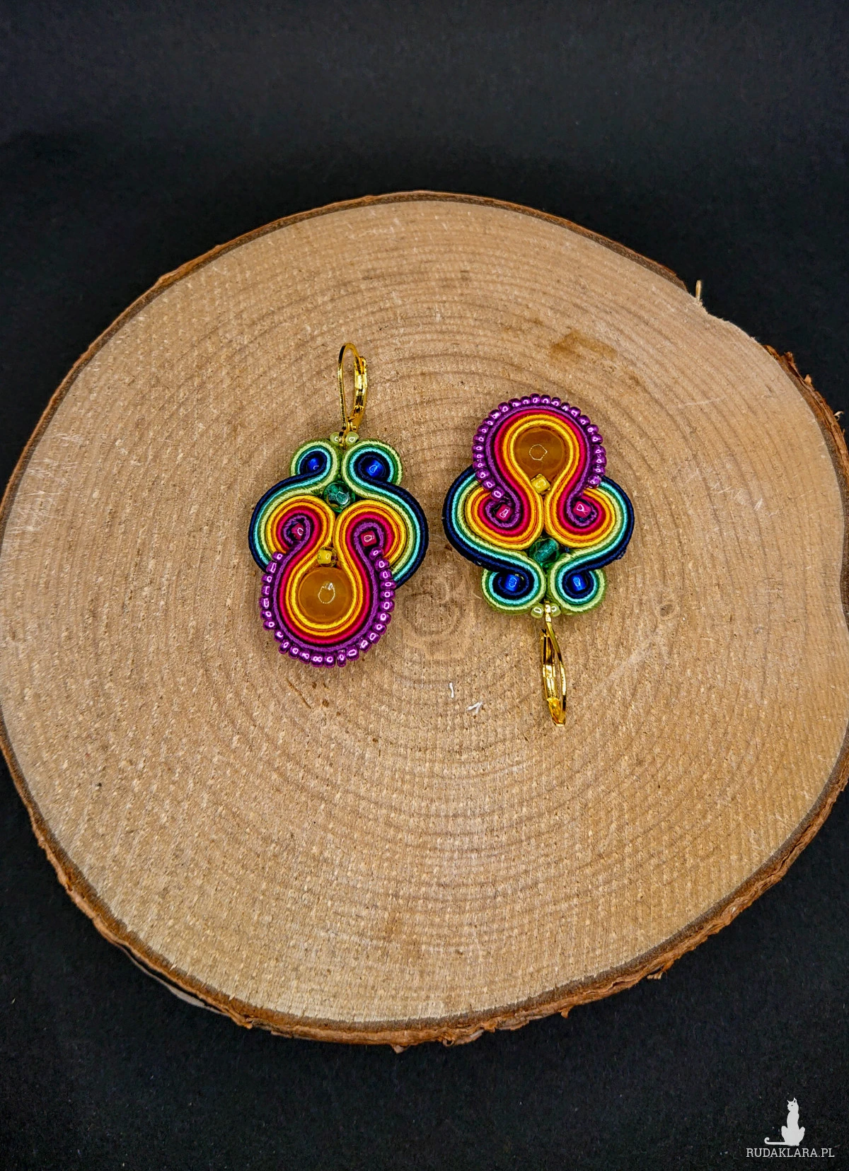 TĘCZOWE WISZĄCE KOLCZYKI SUTASZ Z JADEITAMI